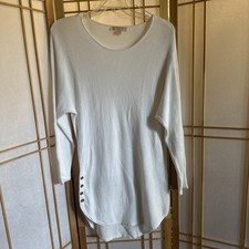 Michael Kors Ivory Soft Waffle Knit Shirt Dress Size Large PreOwned EUC-MINT