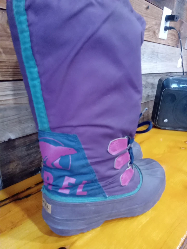 SOREL винтажный фиолетовый бирюзовый фристайл ретро Kaufman снежная шапка высокий зимний снег ботинки - Изображение 2 из 4