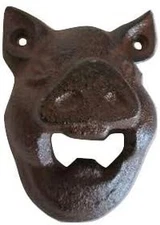 Cast Iron Wall Mounted Bottle Opener Pig Design