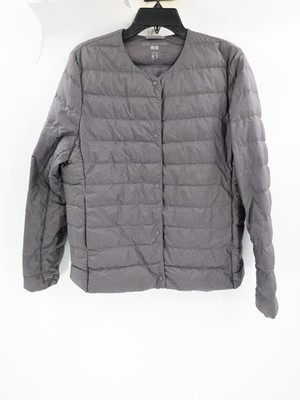 Uniqlo Puffer Jacket Womens Large Ultra Light Down Snap Lightweight Long Sleeve