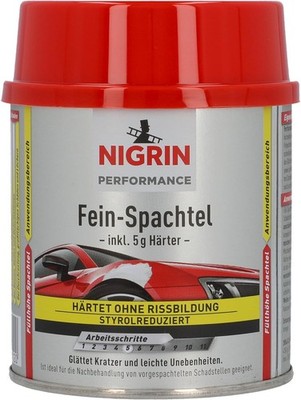 Nigrin 2K Fine Filler with Hardener 250g Smoothing Filler Putty Filler Car