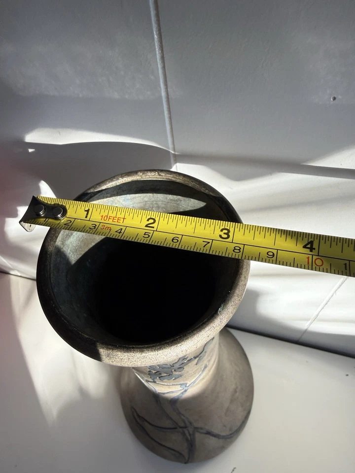 Vaso de flores antigo Heintz Art metal lírio bronze esterlina 11” de altura – #3708 - Imagem 2 de 4