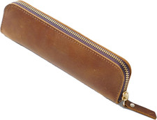 Astuccio in Pelle Vintage, Portapenne Pelle Marrone, Astuccio Donna Portastifti,