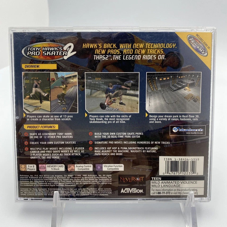 Tony Hawk's Pro Skater 2 videogame Sony PlayStation (PS1) testado completo na caixa - Imagem 3 de 4