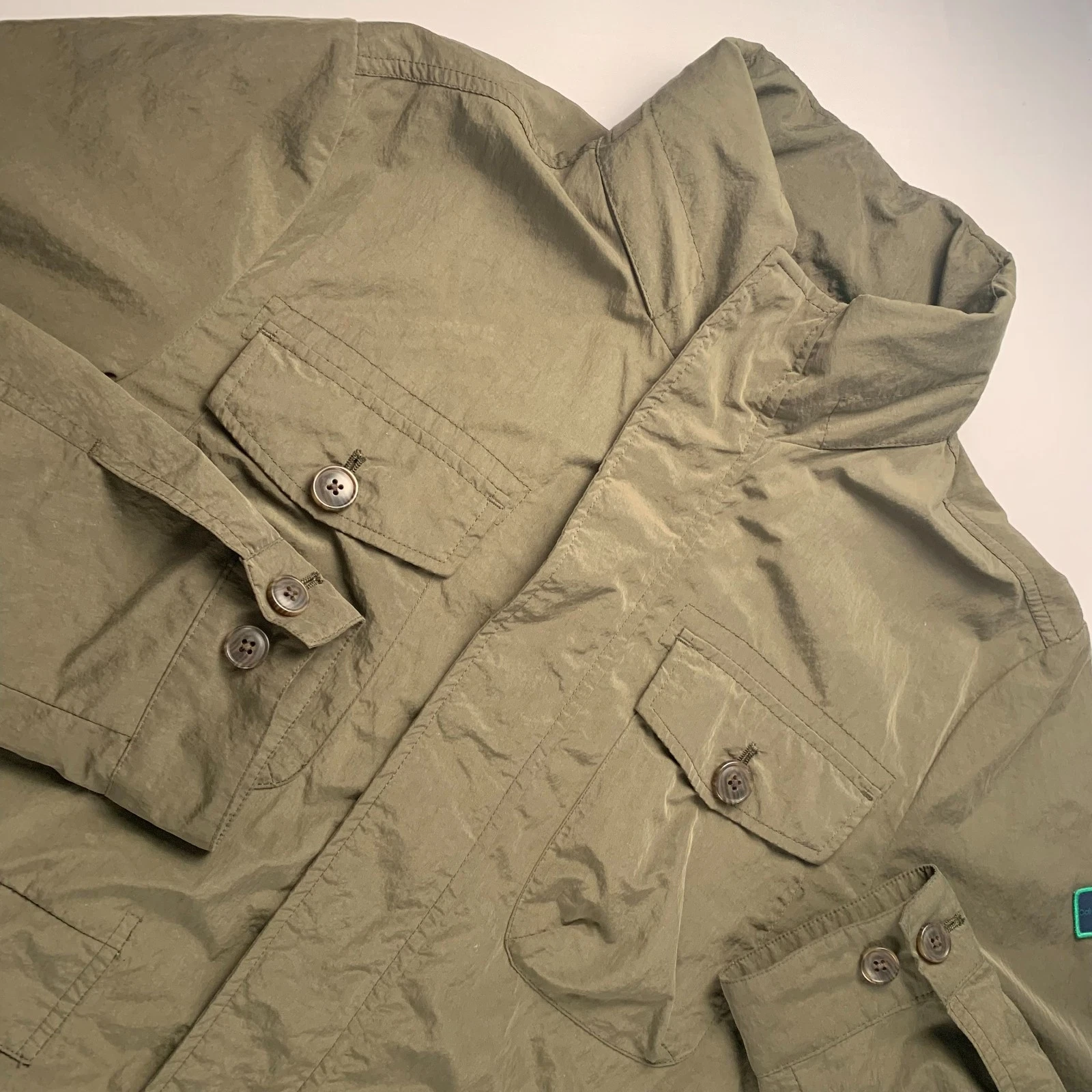 Calvin Klein Outdoor Jacket Mens Field Jacket Zipper/Button Closure Green S Hood