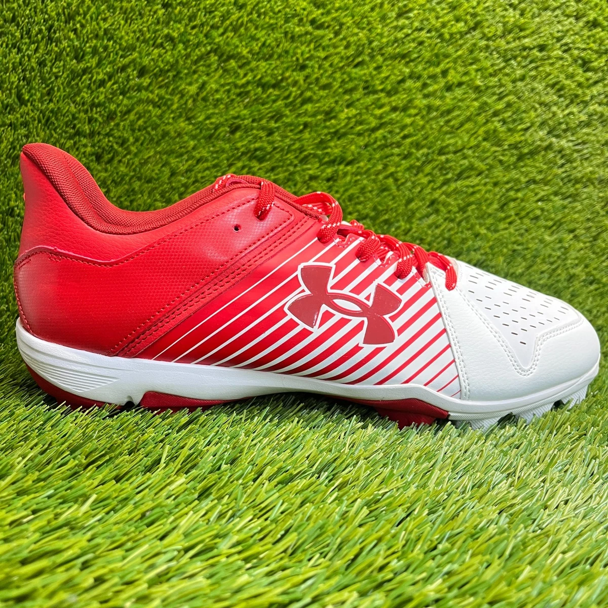 Under Armour Red White Mens Size US 7.5 Baseball Metal Cleats Shoes Lace Up READ Under Armour Leadoff Low RM Jr. 3.0 Youth Molded Cleat - Red  main image 3