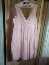 Gap silk blend midi dress sz 14 pale pink wrap top pleated bottom