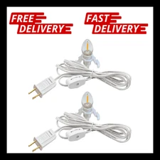 2 Pack Accessory Cord with 2 C7 Led Light Bulb Candelabra Base E12 Socket White