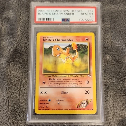 Pokémon Gym Heroes Blaine's Charmander 61/132 PSA 10 Unlimited Regular