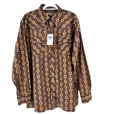 NEW Cowboy Hardware Southwestern Pearl Snap Shirt Mens Large Brown Western Aztec
