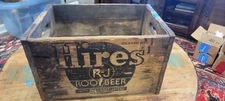 ANTIQUE HIRES ROOT BEER SODA BOTTLE ART ADVERTISING SIGN WOOD BOX CRATE HOLDER