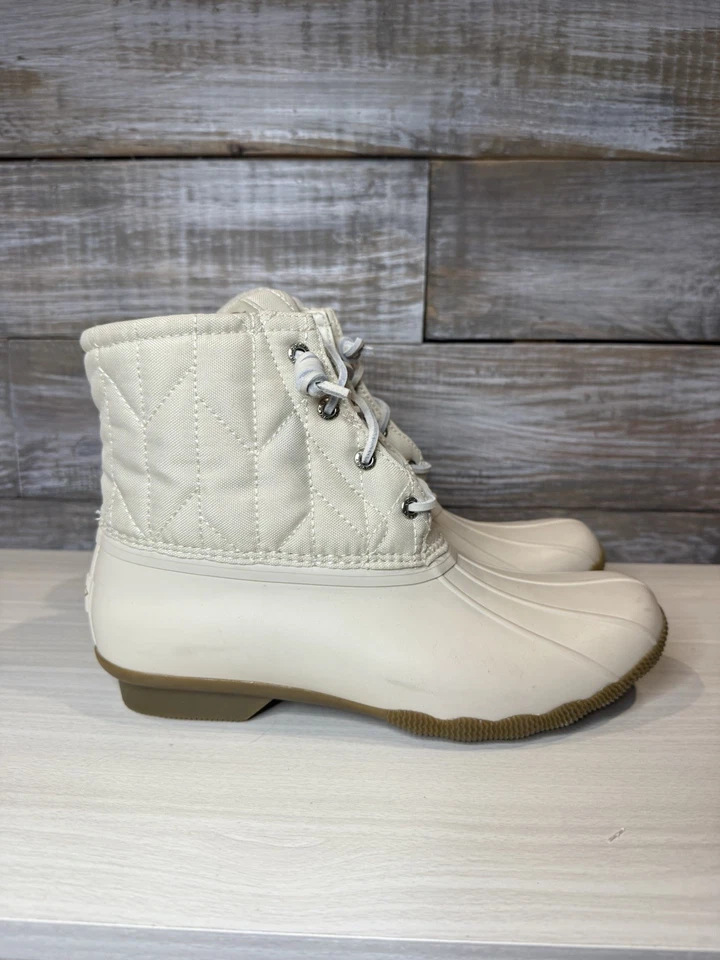 Botas de pato acolchadas beige Sperry STS84370 para mujer 10 con cordones al tobillo forro de pato usadas en excelente estado Foto 4 de 4