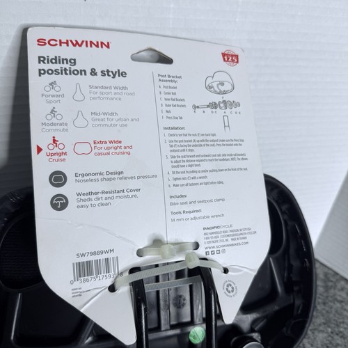 K3 NEW SCHWINN CRUISE NOSELESS X-WIDE COMFORT BICYCLE CYCLING SADDLE SEAT BLACK - Picture 4 of 5
