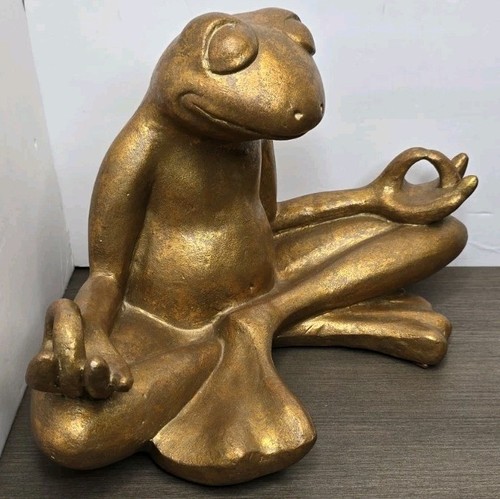 Statua Rana Pier 1 Meditazione Zen Yoga Statuina Ceramica Finitura Oro RARA Giardino - Foto 3 di 11