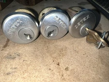 Locksport Collector Vintage 3 Detex Rim Cylinders with 2 Keys New Old Stock