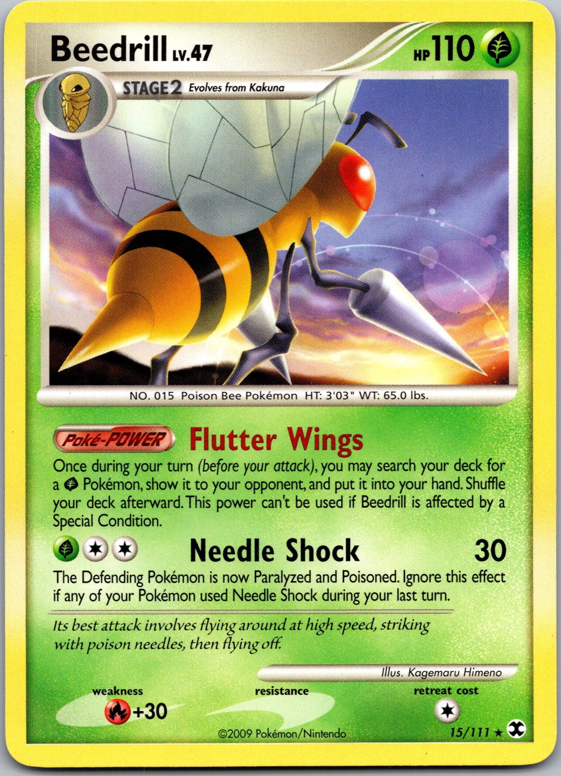 Pokemon TCG Beedrill 15/111 Rising Rivals Rare card Normal