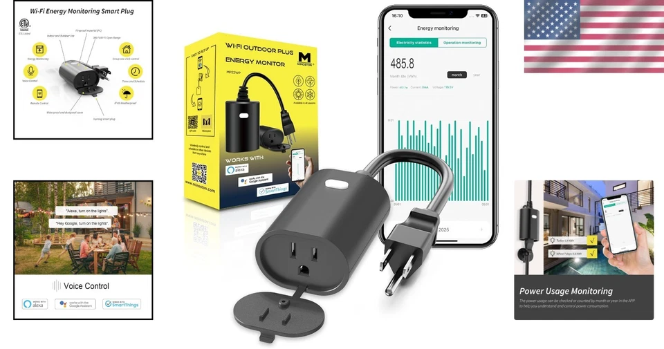 Enchufe inteligente impermeable con control remoto - Ideal para automatización de jardines Foto 2 de 4