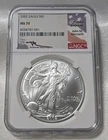 2002 1 OZ AMERICAN SILVER EAGLE NGC MS70 MERCANTI HAND SIGNED