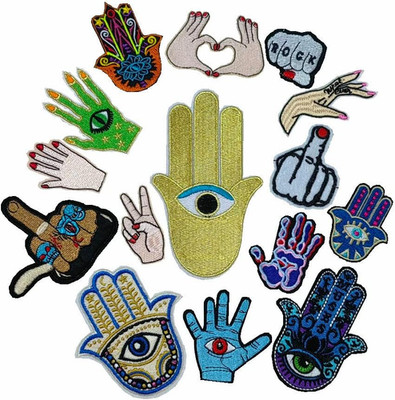 14 Pcs Jeans Badges Punk Patch Iron on Embroidery Cloth Patch Applique Clothes C