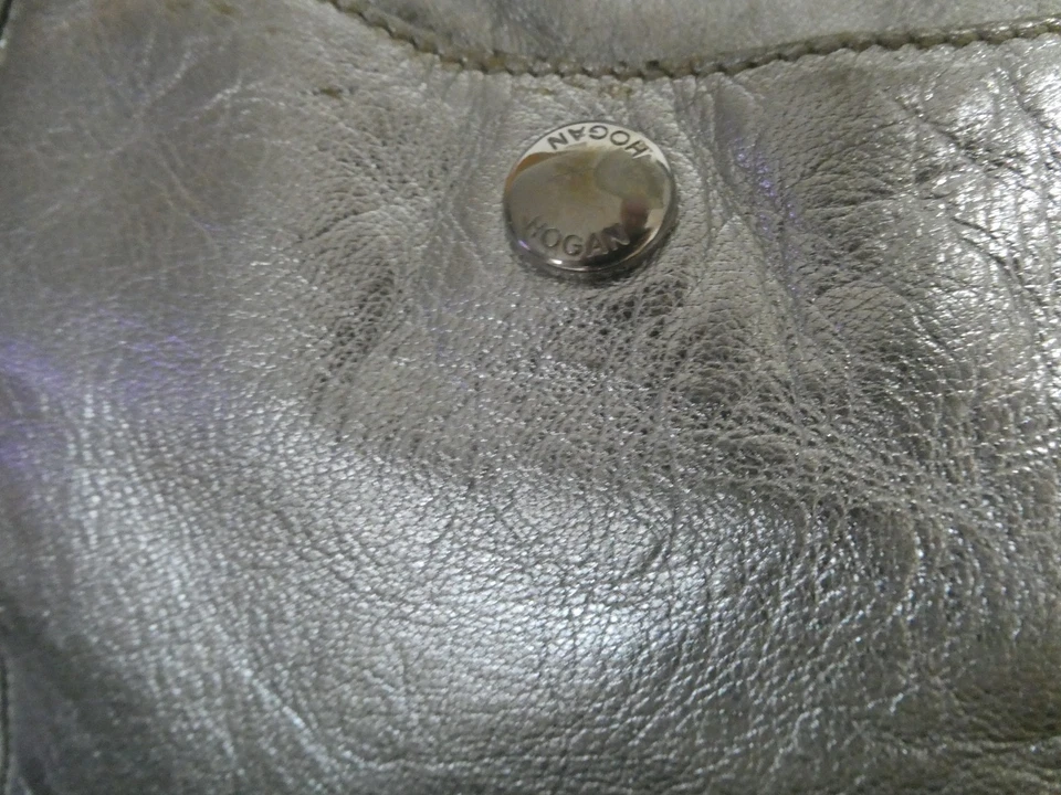 Hogan Women’s Silver Leather Hobo Shoulder Handbag Medium Italy - Image 4 of 4