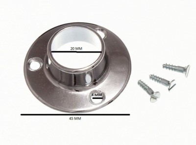 Wardrobe rod rail socket end support bracket 19mm chrome plated Qty. pack of 2