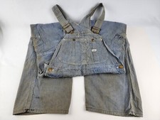 Vintage Lee Sanforized Striped denim overalls Well-Worn 36" x 27" hemmed 