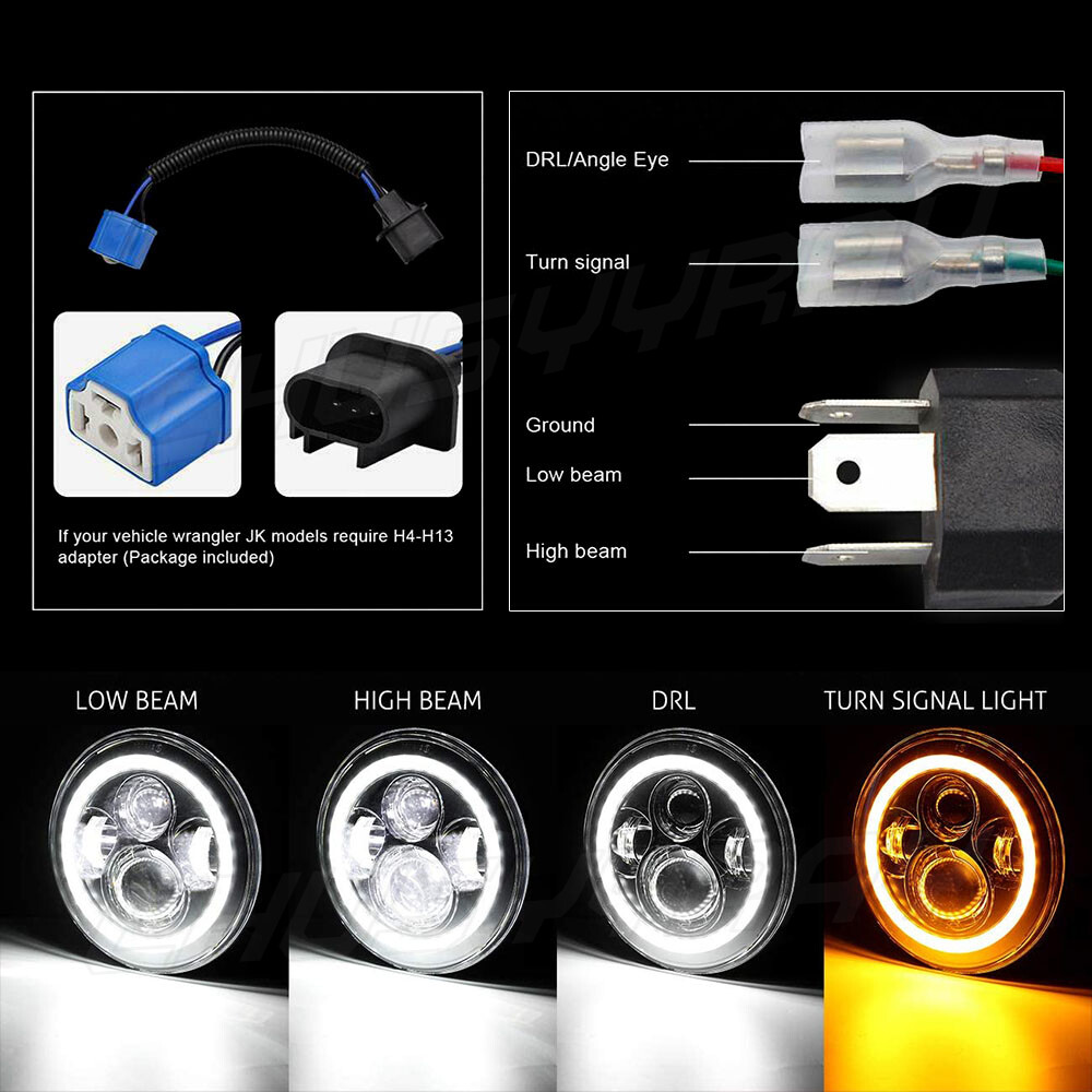 For Yamaha Road Star Midnight Silverado XV 1600 1700 7 Inch LED Hi