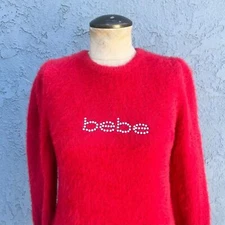 Bebe Fuzzy Sweater y2k style Medium in Red