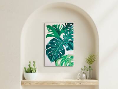 Monstera leaves Painting Wall Art Canvas Unframed Print Art