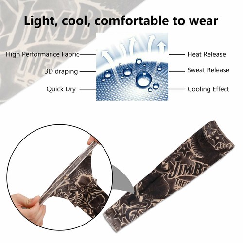10/5 Stück Tattoo Cooling Arm Sleeves Cover Basketball Golf Sport UV Sonnenschutz - Bild 8 von 18