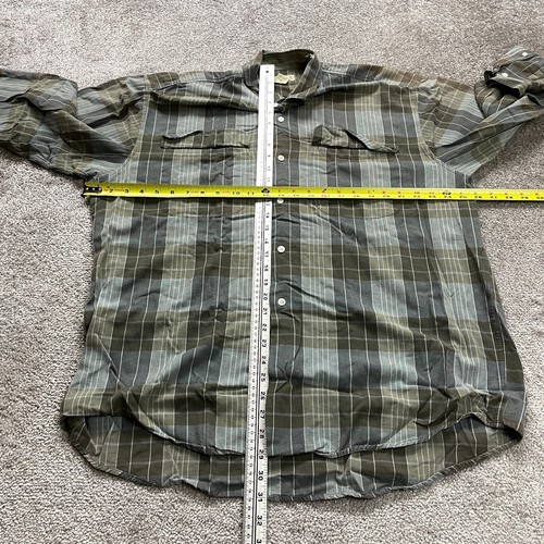 Banana Republic Button Up Shirt Mens Large Gray Green Plaid Vintage Long Sleeve - Picture 5 of 8