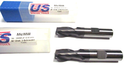 2x US SPECIAL TOOLS Bohrnutenfräser Schaftfräser VHM Ø12x22x69 30° TiALN D4891