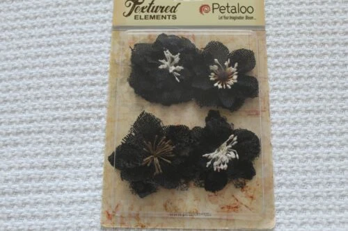 Burlap Black Scrapbooking Flower Embellishments