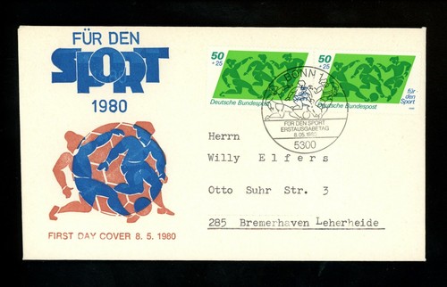 Postal History Germany FDC #B574-B576 SET OF 3 Sports Federation soccer 1980 - 第 1/6 張圖片