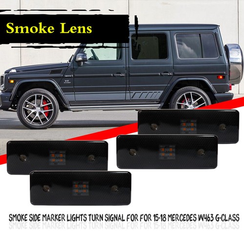 Front Amber & Rear Red LED Side Marker Lights For 15-18 Benz G500 G550 G63 AMG - Picture 2 of 11