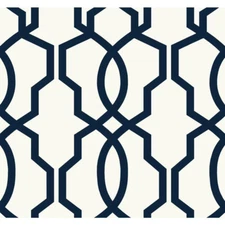 York GE3664 Hourglass Trellis White Navy Blue Wallpaper Geometric Double Roll