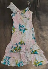 Vintage Jad Floral Tiered Floaty Dress Pink Teal Fairycore Made In France 12 