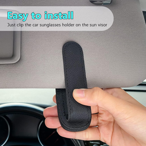 Sunglass Holder for Car Visor Clip, Magnetic Leather Eyeglass Hanger Clip for Ca - Picture 4 of 12