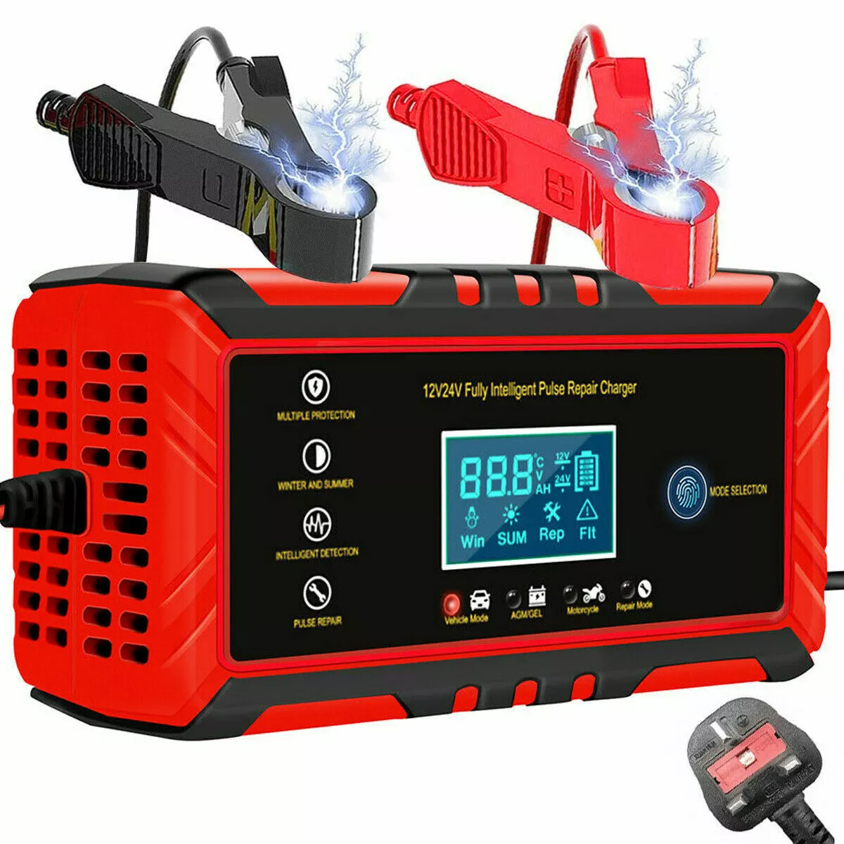 12V 24V Portable Car Battery Charger Automatic Pulse Repair