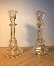 Vintage Pair of American Crystal Candlestick Holders