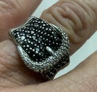 Beautiful Ladies Sterling Silver Genuine Black Diamond Belt Buckle Ring — photo 1