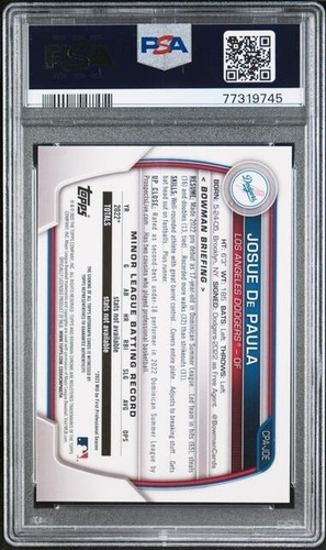 💎📈 2023 Bowman Chrome Prospect Autographs JOSUE DE PAULA PSA 10 💵🔥#CPAJDE 🍀 - Picture 2 of 6