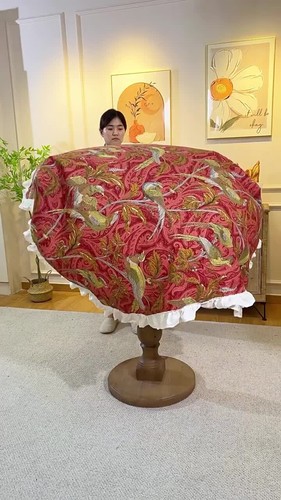 1PC American Retro Canvas Tablecloth Phoenix Pattern Ruffled Table Runner Ethnic - Video 1 of 1
