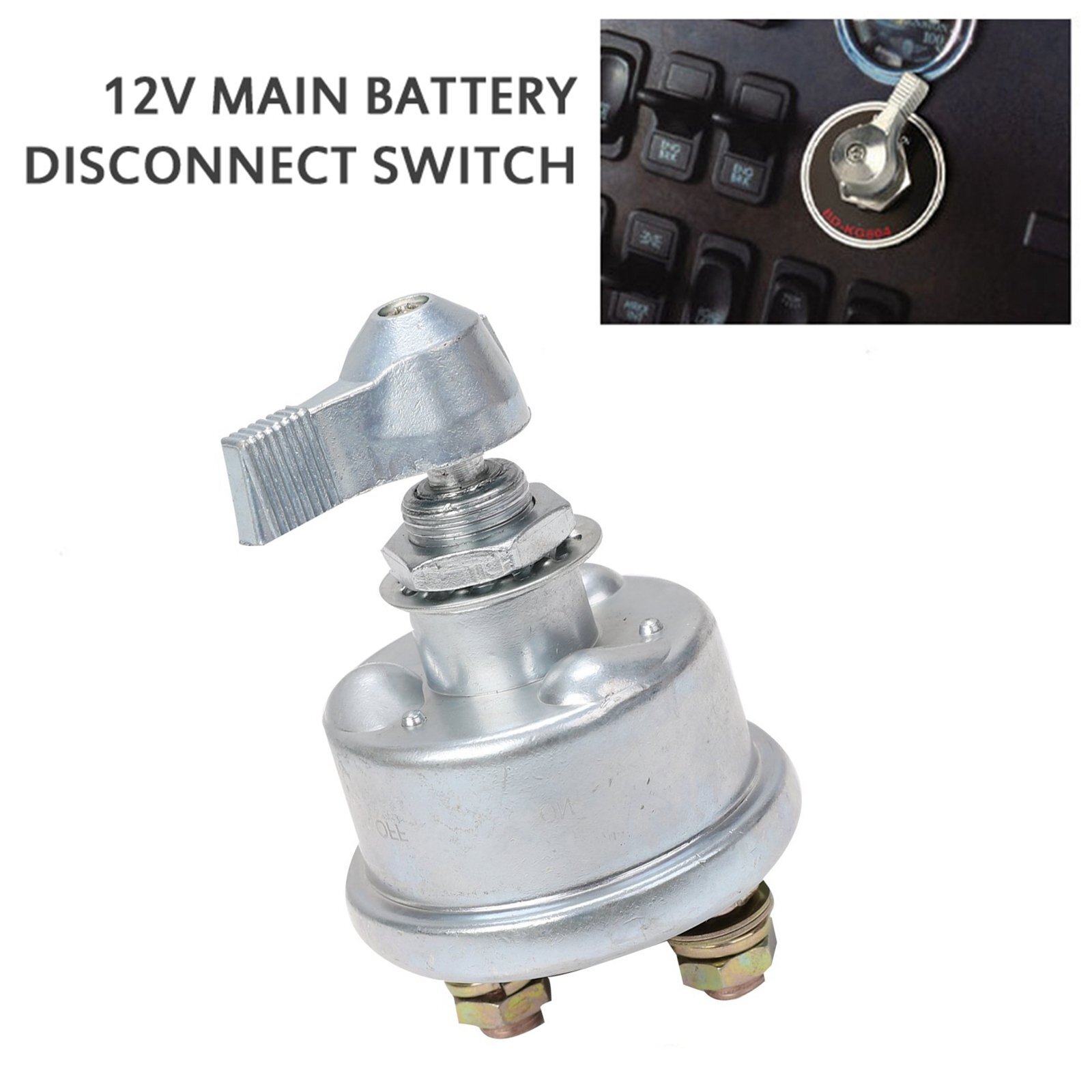 12 V Master Battery Disconnect Switch 2 post SPST Kill CutOff Nascar