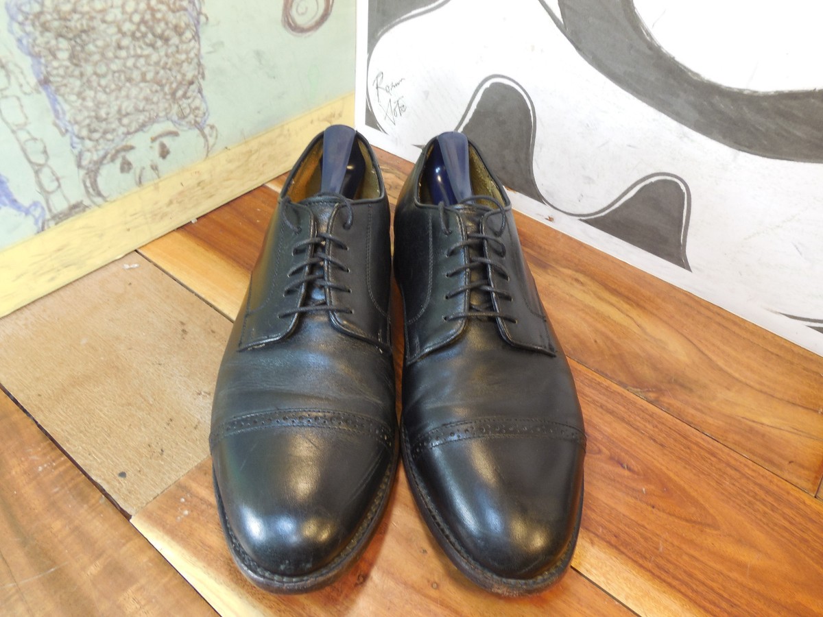 Vintage 846 Brooks Brothers Black Leather Cap Toe Oxfords Men's 8