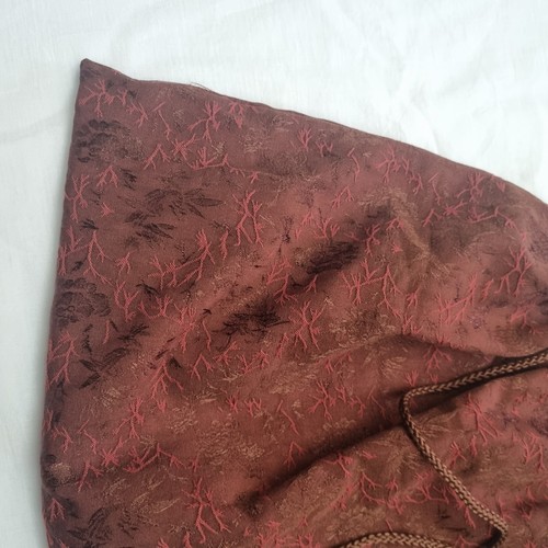 Kenzo Rare Vintage Satin Jacquard Floral Print Large Drawstring Bag Wood Beads - Picture 6 of 9