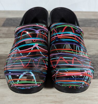 Dansko 37 Womens Professional Clogs Multicolor Colorful Streamers