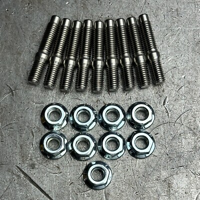 Valex 9PC Exhaust Manifold Studs w 6 Point Nuts for Honda B/D B16 B18 B20 D16