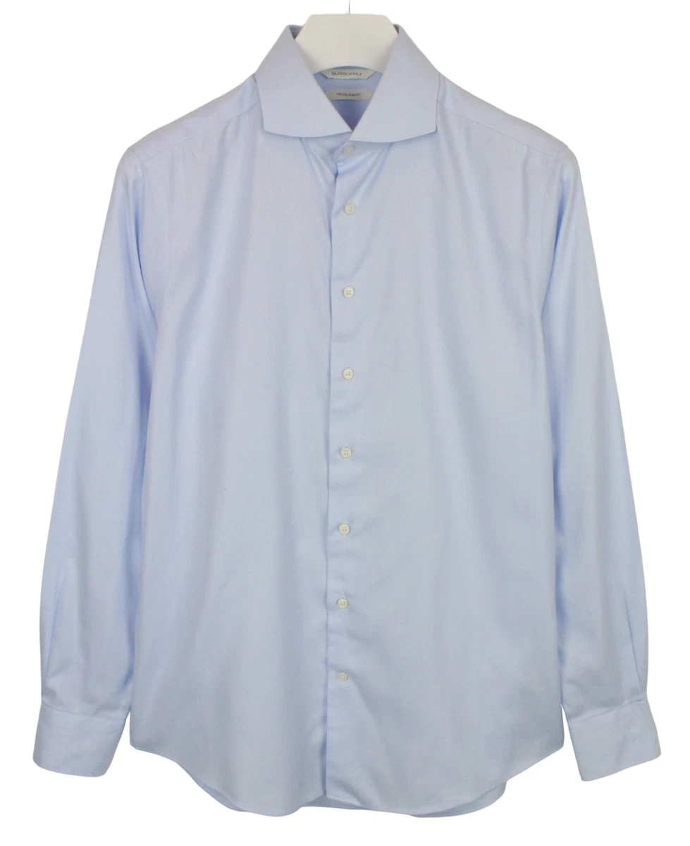 Chemise Homme Traveller Slim Fit Suitsupply Blanche - Taille 38/15, 100% Coton, Italien, Occasion TB
