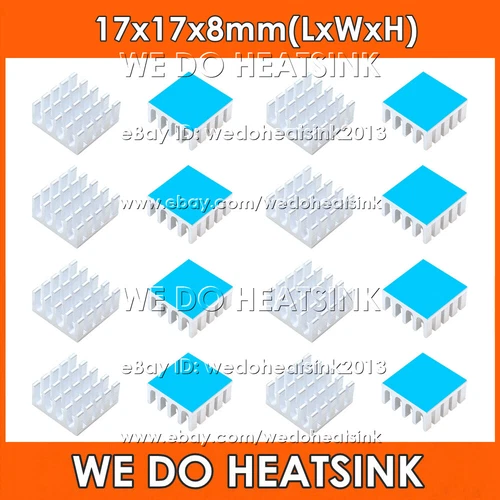 17x17x8mm Silver Slotted Heatsink Radiator Cooler With Thermal Pad for CPU IC